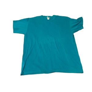 Vintage 80s Teal Tshirt with Shoulder Pads Made in USA